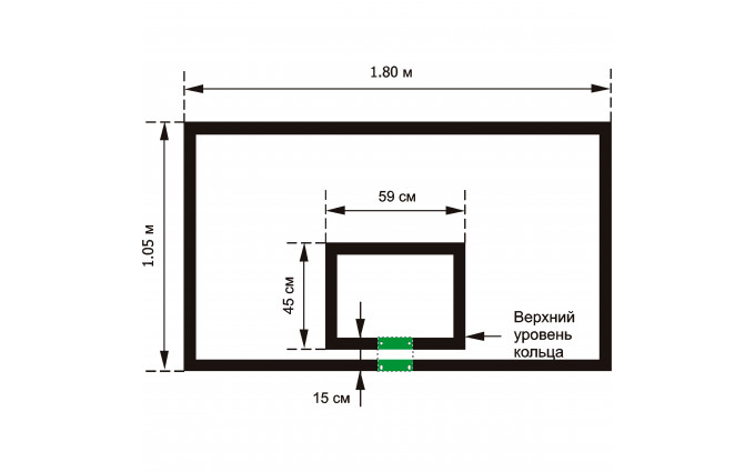 Щит баскетбольный игровой 1050х1800 мм (фанера 15 мм на металлокаркасе)